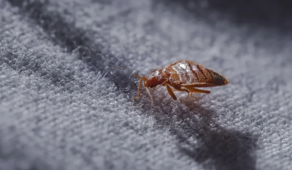 Bed bug Cimex lectularius at night in the moonlight
